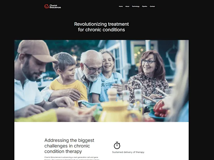 An image showing the design of the homepage for Chariot Biosciences
