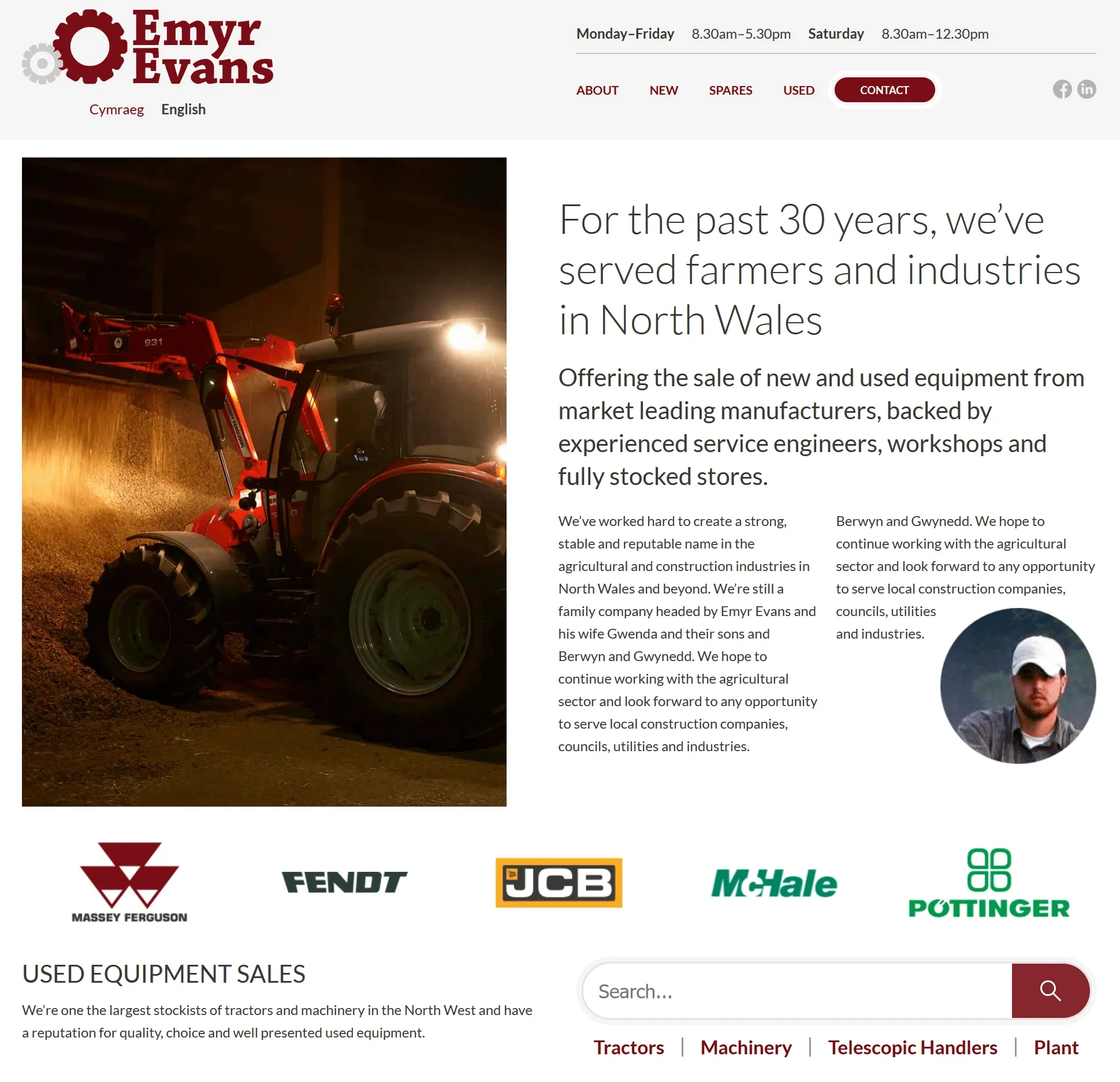 An image showing the design of the homepage for Emyr Evans